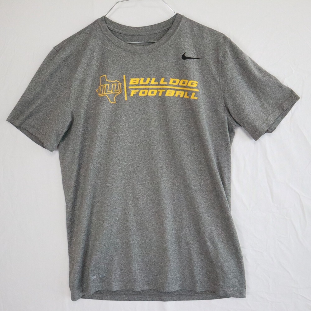 TLU Texas‎ Lutheran Bulldogs T-Shirt Mens Medium Nike Dri-Fit Football #69 Gray